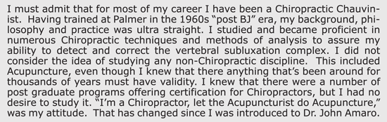 Restoring Energy Balances in the Body A Straight Chiropractor Re-thinks Acupuncture